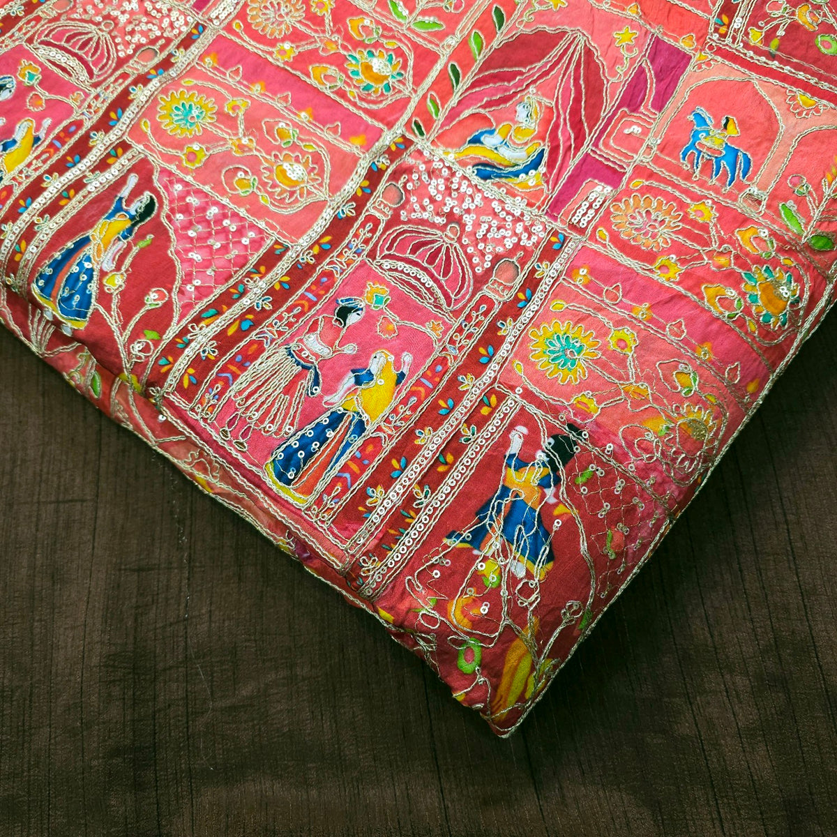 Jodha Akbar Red Dola Silk Fabric