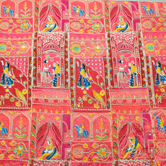 Jodha Akbar Red Dola Silk Fabric