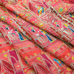 Jodha Akbar Red Dola Silk Fabric