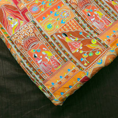 Jodha Akbar Orange Dola Silk Fabric