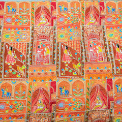 Jodha Akbar Orange Dola Silk Fabric