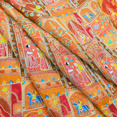 Jodha Akbar Orange Dola Silk Fabric