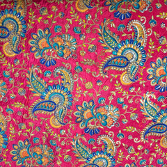 Pink Crepe Base Fabric with Multicolor Embroidery & Zari, Sequin work