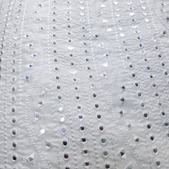 Dyeable Embroidered Georgette Fabric with Mirror Work and Geometric Threadwork