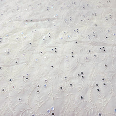 Dyeable Embroidered Georgette Fabric with Mirror Work and floral Threadwork