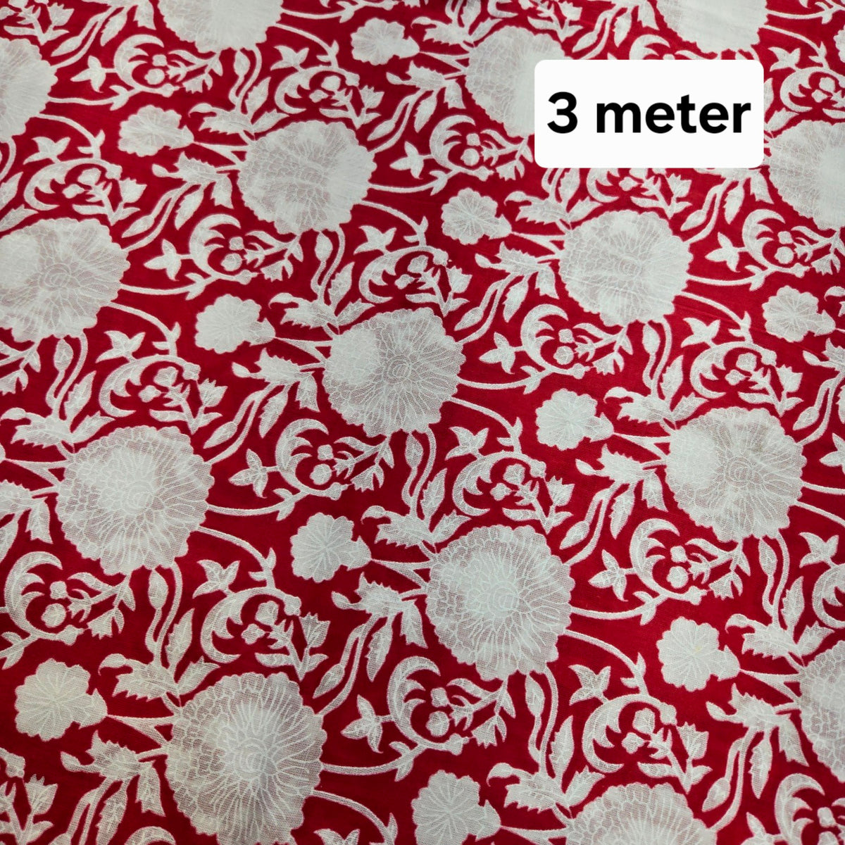 Red Printed Pure Cotton Piece 3 meter