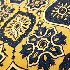 Elegant Handblock Ajrakh Print on Pure Modal Fabric – Black and White Floral Motifs on Indigo Blue Base