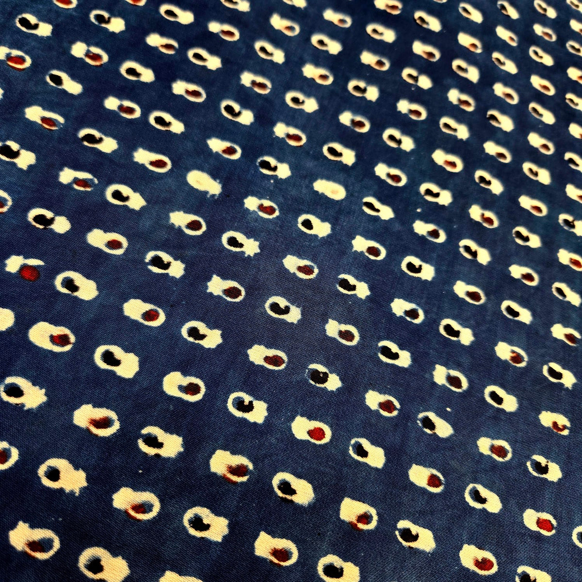 Elegant Handblock Ajrakh Print on Pure Modal Fabric – Floral Motifs on White Base