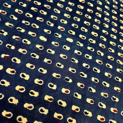 Elegant Handblock Ajrakh Print on Pure Modal Fabric – Floral Motifs on White Base