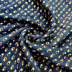 Elegant Handblock Ajrakh Print on Pure Modal Fabric – Floral Motifs on White Base