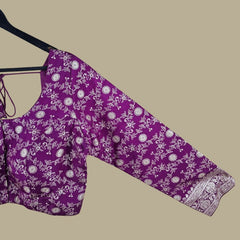 Zarmina Wine Banarasi Brocade with Round Neckline