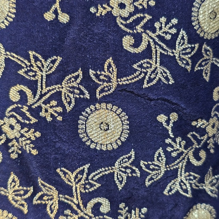 Zarmina Navy Blue Banarasi Brocade with Round Neckline