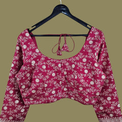 Zarmina Deep Red Banarasi Brocade with Round Neckline