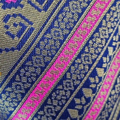 Manjusha Multi-Color Banarasi  Brocade on Indigo Purple Base with Round Neckline