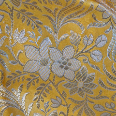 Rajsi Lemon Yellow Floral  Banaras Brocade Blouse with V Neckline
