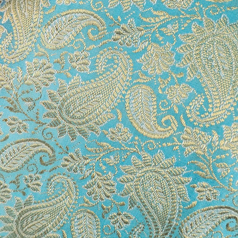 Zarkoyari Banaras Brocade Powder Blue Color Blouse with Round Neckline