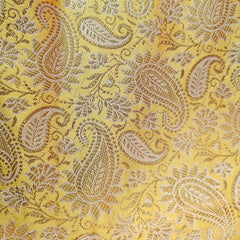 Zarkoyari Banaras Brocade Pale Yellow Color Blouse with Round Neckline