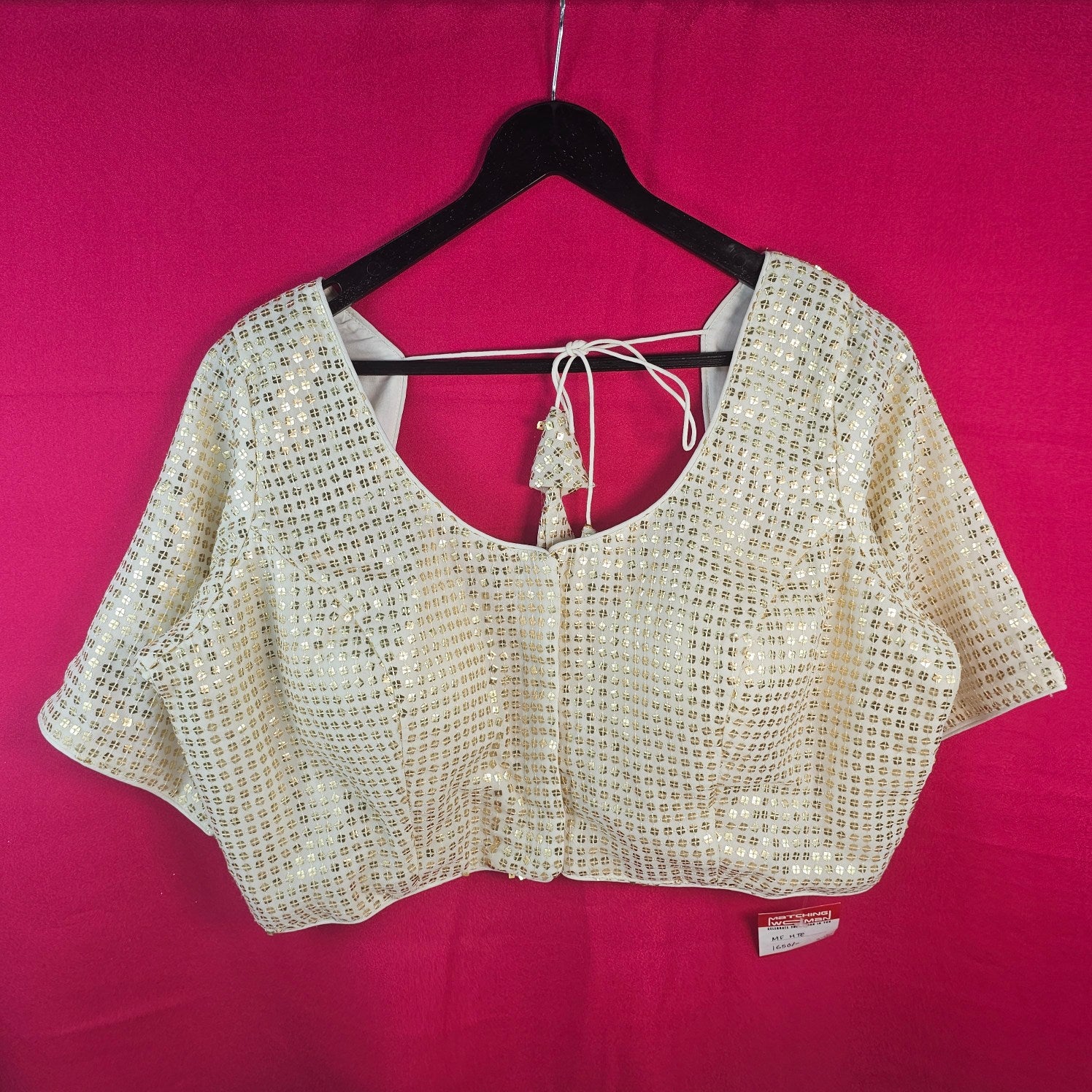Jhalak Gold Sequin Blouse with Round Neckline