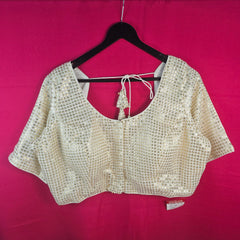 Jhalak Gold Sequin Blouse with Round Neckline