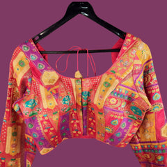 Nusrat Dola Silk Dark Orange Color Blouse with Round Neckline