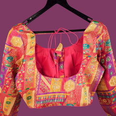 Nusrat Dola Silk Dark Orange Color Blouse with Round Neckline