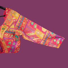 Nusrat Dola Silk Dark Orange Color Blouse with Round Neckline