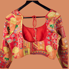 Nusrat Dola Silk Red Color Blouse with Round Neckline