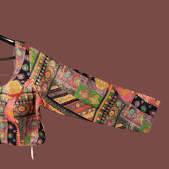 Nusrat Dola Silk Mocha Color Blouse with Round Neckline