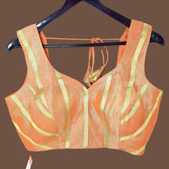 Noorani  Pastel Orange Color Blouse with Sweetheart Neckline