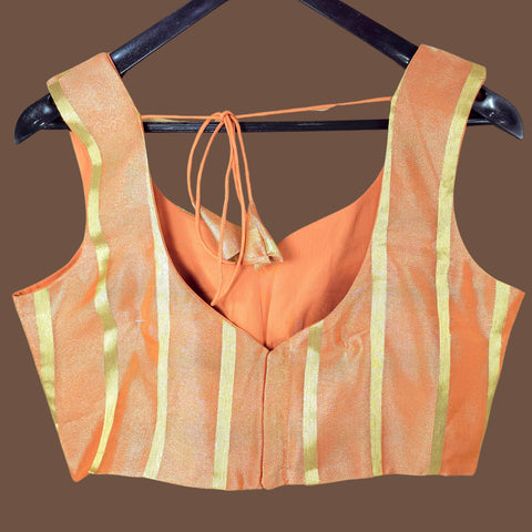 Noorani  Pastel Orange Color Blouse with Sweetheart Neckline
