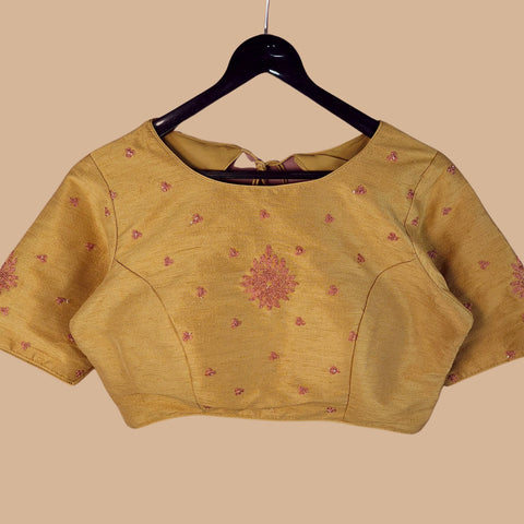 Zarqaa Light Gold Color Blouse with Curvy V Neckline