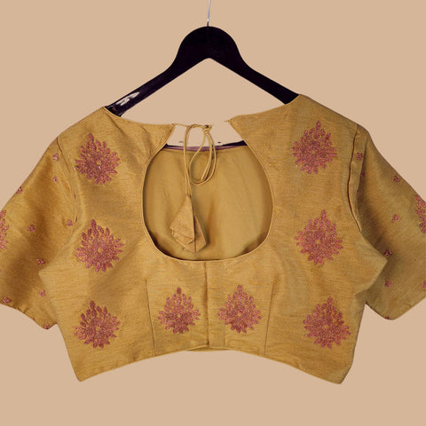 Zarqaa Light Gold Color Blouse with Curvy V Neckline