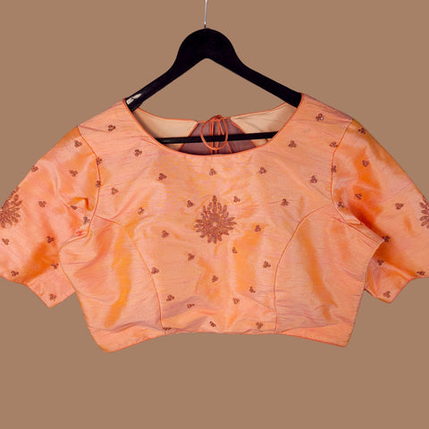 Zarqaa Peach Color Blouse with Curvy V Neckline