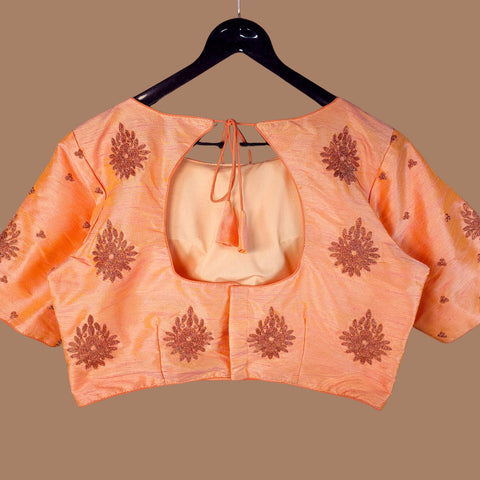 Zarqaa Peach Color Blouse with Curvy V Neckline