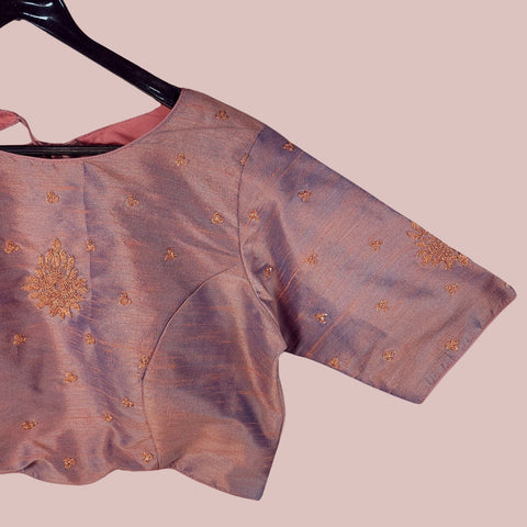 Zarqaa Dusty Rose Color Blouse with Curvy V Neckline