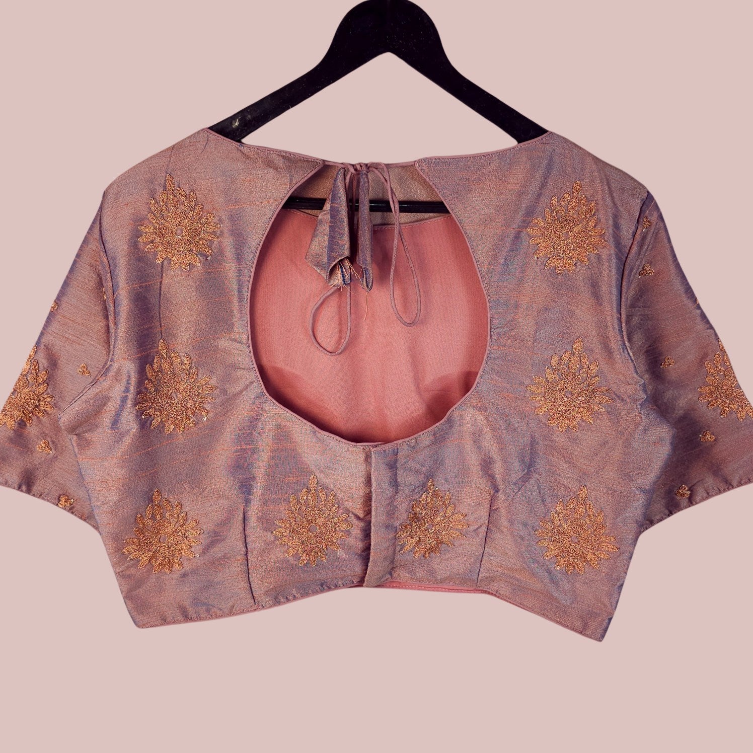Zarqaa Dusty Rose Color Blouse with Curvy V Neckline