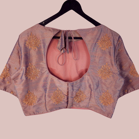 Zarqaa Dusty Rose Color Blouse with Curvy V Neckline