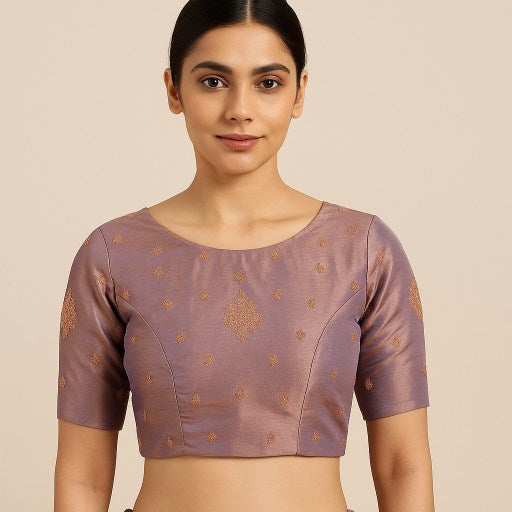 Zarqaa Dusty Rose Color Blouse with Curvy V Neckline