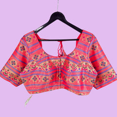 Manjusha Imperial Red Color Banarasi Brocade Blouse with Round Neckline