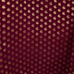 Gold Koyari Deep Maroon Color Banarasi Brocade Blouse with Round Neckline