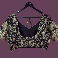 Nupur Black Color Banarasi Brocade Blouse with Sweetheart Neckline