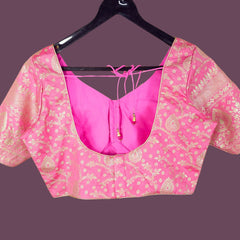 Nupur Rose Pink Color Banarasi Brocade Blouse with Sweetheart Neckline