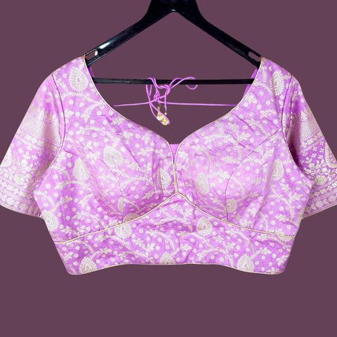 Nupur Lilac Color Banarasi Brocade Blouse with Sweetheart Neckline