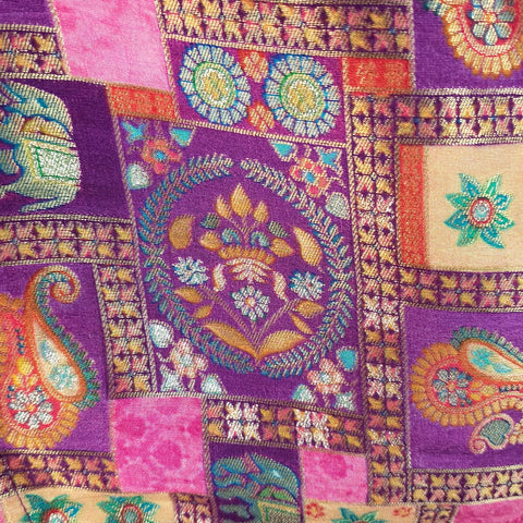 Naaz Dola Silk Base Dark Purple Blouse with V Neckline