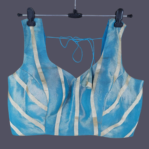 Noorani Bright Sky Blue Color Blouse with Sweetheart Neckline