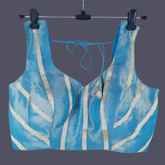 Noorani Bright Sky Blue Color Blouse with Sweetheart Neckline