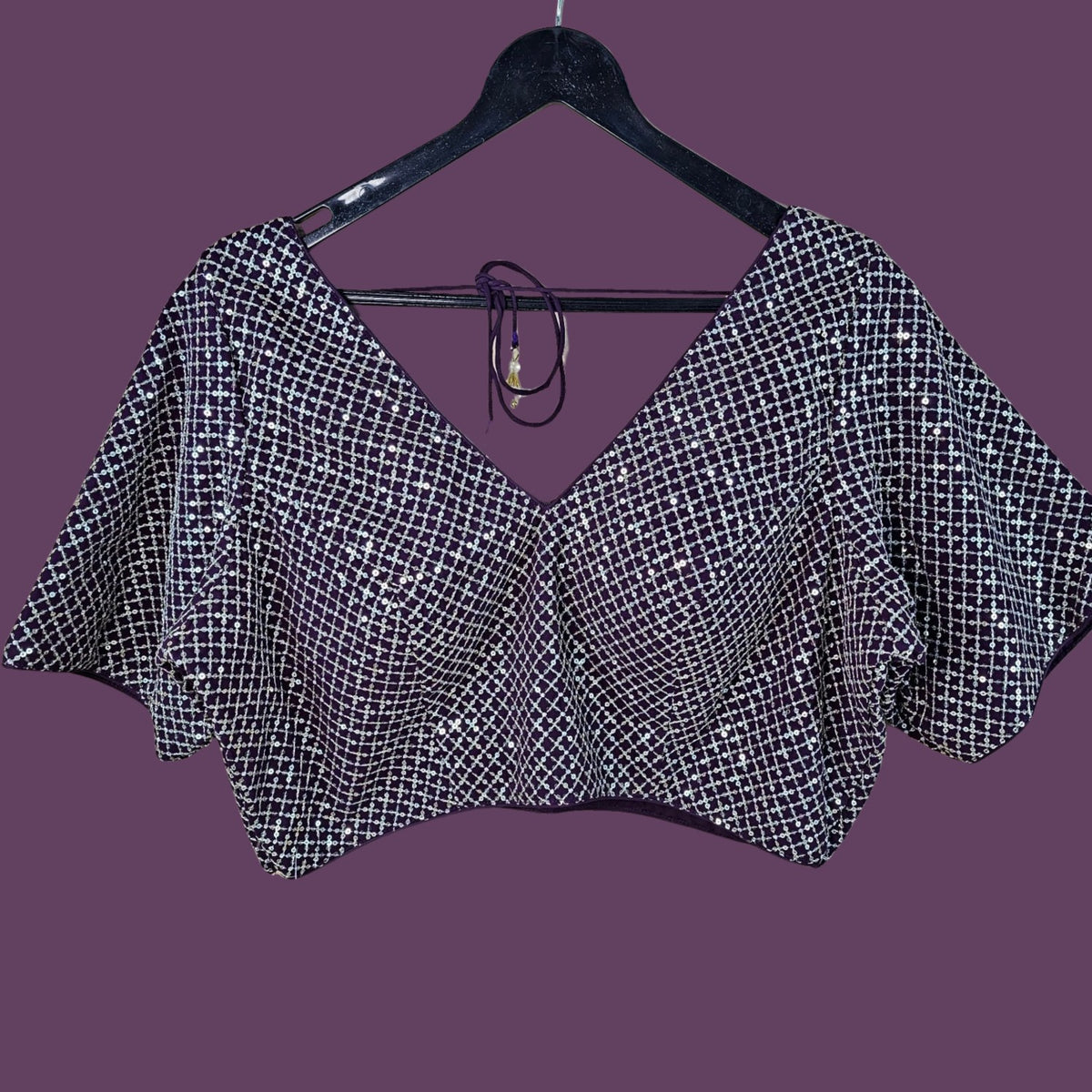 Jhilmil Wine Color Blouse with V Neckline