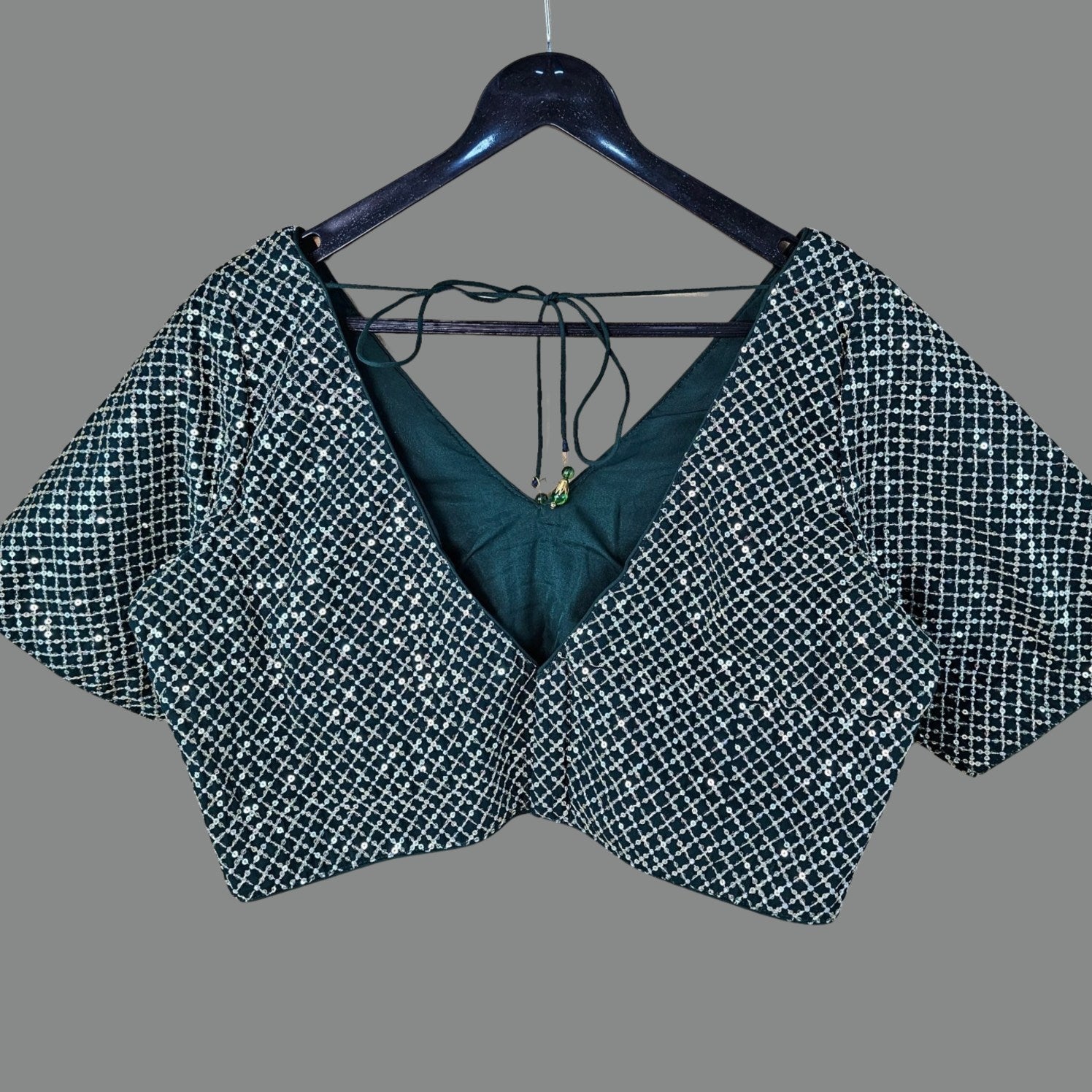 Jhilmil Forest Green Color Blouse with Sweetheart Neckline