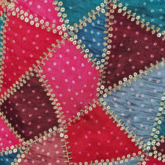 Rangoli  Shades of Sky Blue and Pink Color Sequin Blouse with V Neckline