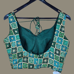 Rangrez Shades of Green Color Sequin Blouse with Sweetheart Neckline